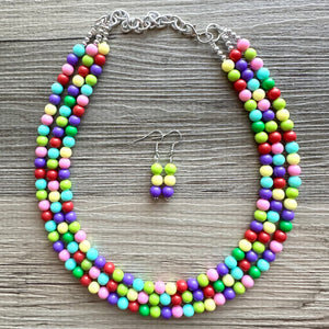 Color snap! Rainbow Bubble Necklace, bib Necklace, statement necklace, bubble bead necklace, geometric necklace, baby shower necklace