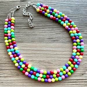 Color snap! Rainbow Bubble Necklace, bib Necklace, statement necklace, bubble bead necklace, geometric necklace, baby shower necklace
