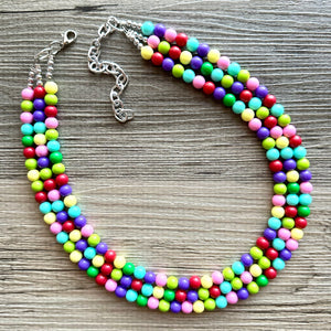 Color snap! Rainbow Bubble Necklace, bib Necklace, statement necklace, bubble bead necklace, geometric necklace, baby shower necklace