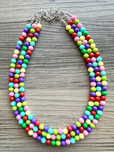 Load image into Gallery viewer, Color snap! Rainbow Bubble Necklace, bib Necklace, statement necklace, bubble bead necklace, geometric necklace, baby shower necklace
