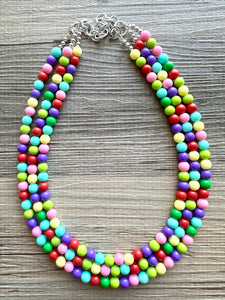 Color snap! Rainbow Bubble Necklace, bib Necklace, statement necklace, bubble bead necklace, geometric necklace, baby shower necklace