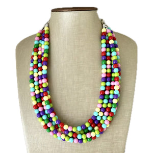 Color snap! Rainbow Bubble Necklace, bib Necklace, statement necklace, bubble bead necklace, geometric necklace, baby shower necklace