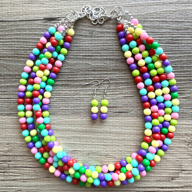 Color snap! Rainbow Bubble Necklace, bib Necklace, statement necklace, bubble bead necklace, geometric necklace, baby shower necklace