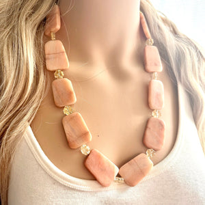 GemStone Chunky Statement Necklace, sliced agate necklace, long gem jewelry beaded necklace, agate stone jewelry pendant long