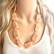 Load image into Gallery viewer, GemStone Chunky Statement Necklace, sliced agate necklace, long gem jewelry beaded necklace, agate stone jewelry pendant long