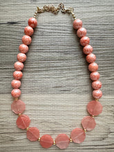 Load image into Gallery viewer, Cherry Rose Quartz GemStone Chunky Statement Necklace, long agate gem jewelry beaded necklace, agate stone jewelry pendant long