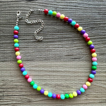 Load image into Gallery viewer, Color snap! Rainbow Bubble Necklace, bib Necklace, statement necklace, bubble bead necklace, geometric necklace, baby shower necklace