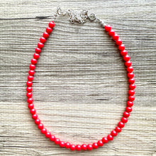 Load image into Gallery viewer, Strawberry Red Beaded statement necklace, thin bead red jewelry, red earrings jewelry set cherry bridesmaid wedding jewelry gifts for her