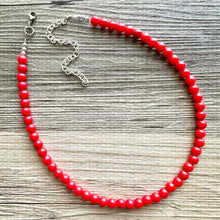 Load image into Gallery viewer, Strawberry Red Beaded statement necklace, thin bead red jewelry, red earrings jewelry set cherry bridesmaid wedding jewelry gifts for her