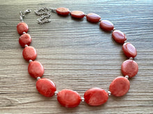 Load image into Gallery viewer, Tropical Paradise single Strand statement necklace, big beaded chunky jewelry, Coral Bib Jewelry silver beaded pink