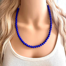 Load image into Gallery viewer, Royal Blue Beaded statement necklace, bubble bead dark blue jewelry, blue earrings jewelry set, blue bridesmaid wedding gifts for her