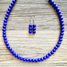 Load image into Gallery viewer, Royal Blue Beaded statement necklace, bubble bead dark blue jewelry, blue earrings jewelry set, blue bridesmaid wedding gifts for her