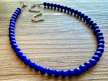 Load image into Gallery viewer, Royal Blue Beaded statement necklace, bubble bead dark blue jewelry, blue earrings jewelry set, blue bridesmaid wedding gifts for her