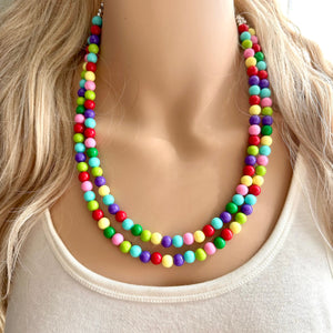 Color snap! Rainbow Bubble Necklace, bib Necklace, statement necklace, bubble bead necklace, geometric necklace, baby shower necklace