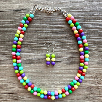 Color snap! Rainbow Bubble Necklace, bib Necklace, statement necklace, bubble bead necklace, geometric necklace, baby shower necklace