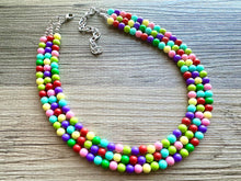 Load image into Gallery viewer, Color snap! Rainbow Bubble Necklace, bib Necklace, statement necklace, bubble bead necklace, geometric necklace, baby shower necklace