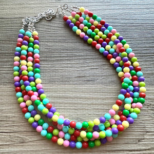 Color snap! Rainbow Bubble Necklace, bib Necklace, statement necklace, bubble bead necklace, geometric necklace, baby shower necklace