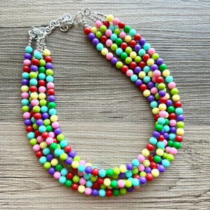 Color snap! Rainbow Bubble Necklace, bib Necklace, statement necklace, bubble bead necklace, geometric necklace, baby shower necklace