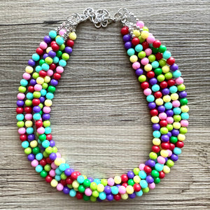 Color snap! Rainbow Bubble Necklace, bib Necklace, statement necklace, bubble bead necklace, geometric necklace, baby shower necklace