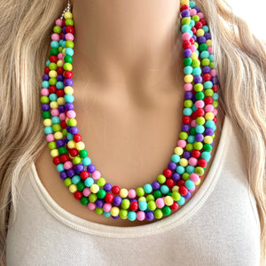 Color snap! Rainbow Bubble Necklace, bib Necklace, statement necklace, bubble bead necklace, geometric necklace, baby shower necklace