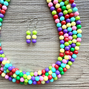 Color snap! Rainbow Bubble Necklace, bib Necklace, statement necklace, bubble bead necklace, geometric necklace, baby shower necklace