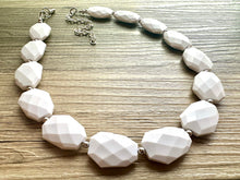 Load image into Gallery viewer, White chunky statement necklace, bib jewelry cloudy white necklace, white jewelry, white beaded necklace, white bubble, cloud necklace