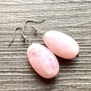 Blush Pink and Neutrals Necklace, Pink Jewelry, chunky beaded statement necklace, gray gold RoseGold hot pink magenta beaded