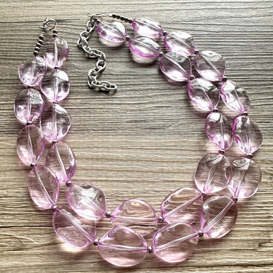 Lavender Haze beaded Necklace, 2 strand jewelry, big beaded chunky statement necklace, purple lavender Lilac bubble acrylic necklace