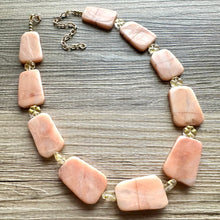 Load image into Gallery viewer, GemStone Chunky Statement Necklace, sliced agate necklace, long gem jewelry beaded necklace, agate stone jewelry pendant long