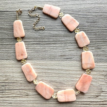 Load image into Gallery viewer, GemStone Chunky Statement Necklace, sliced agate necklace, long gem jewelry beaded necklace, agate stone jewelry pendant long