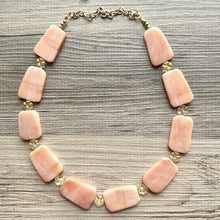 Load image into Gallery viewer, GemStone Chunky Statement Necklace, sliced agate necklace, long gem jewelry beaded necklace, agate stone jewelry pendant long