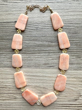 Load image into Gallery viewer, GemStone Chunky Statement Necklace, sliced agate necklace, long gem jewelry beaded necklace, agate stone jewelry pendant long