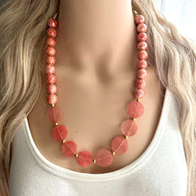 Load image into Gallery viewer, Cherry Rose Quartz GemStone Chunky Statement Necklace, long agate gem jewelry beaded necklace, agate stone jewelry pendant long