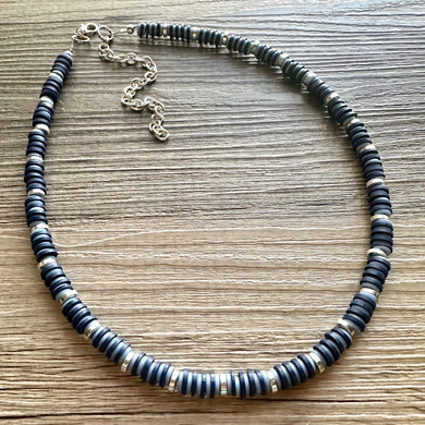 Silver Summer Necklace, Single Strand Statement Jewelry, periwinkle navy blue Chunky bib bridesmaid jewelry necklace beaded agate