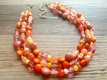 Load image into Gallery viewer, 100 Julys Neon Bright summer Statement Chunky Bib Silver, pink orange yellow beaded jewelry, festival 80s bright colors colorful peach coral