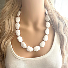 Load image into Gallery viewer, White chunky statement necklace, bib jewelry cloudy white necklace, white jewelry, white beaded necklace, white bubble, cloud necklace