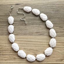 Load image into Gallery viewer, White chunky statement necklace, bib jewelry cloudy white necklace, white jewelry, white beaded necklace, white bubble, cloud necklace