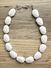 Load image into Gallery viewer, White chunky statement necklace, bib jewelry cloudy white necklace, white jewelry, white beaded necklace, white bubble, cloud necklace