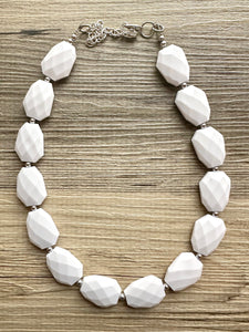 White chunky statement necklace, bib jewelry cloudy white necklace, white jewelry, white beaded necklace, white bubble, cloud necklace