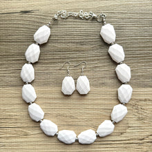 Load image into Gallery viewer, White chunky statement necklace, bib jewelry cloudy white necklace, white jewelry, white beaded necklace, white bubble, cloud necklace