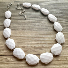 Load image into Gallery viewer, White chunky statement necklace, bib jewelry cloudy white necklace, white jewelry, white beaded necklace, white bubble, cloud necklace