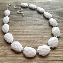 Load image into Gallery viewer, White chunky statement necklace, bib jewelry cloudy white necklace, white jewelry, white beaded necklace, white bubble, cloud necklace