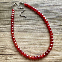 Load image into Gallery viewer, Frosted Cranberry Chunky 1 Strand Statement Necklace, fall necklace, red jewelry, dark red necklace, maroon ball beaded, red earrings glass