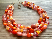 Load image into Gallery viewer, 100 Julys Neon Bright summer Statement Chunky Bib Silver, pink orange yellow beaded jewelry, festival 80s bright colors colorful peach coral