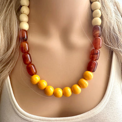 Pumpkin Orange Fall Statement Necklace, Single Strand Necklace, fall colors, orange necklace, Halloween necklace, halloween jewelry