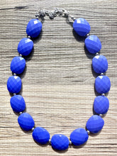 Load image into Gallery viewer, Indigo Chunky Statement Necklace, Big beaded jewelry, single strand Statement Necklace, chunky bib jewelry purple royal blue moody