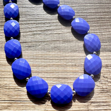 Load image into Gallery viewer, Indigo Chunky Statement Necklace, Big beaded jewelry, single strand Statement Necklace, chunky bib jewelry purple royal blue moody