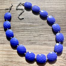 Load image into Gallery viewer, Indigo Chunky Statement Necklace, Big beaded jewelry, single strand Statement Necklace, chunky bib jewelry purple royal blue moody