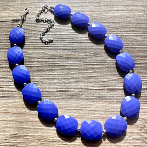 Indigo Chunky Statement Necklace, Big beaded jewelry, single strand Statement Necklace, chunky bib jewelry purple royal blue moody