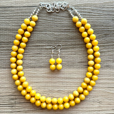 Polished Yellow Jade Genuine GemStone Necklace rainbow, silver statement necklace jewelry beaded statement layering stone colorful mustard